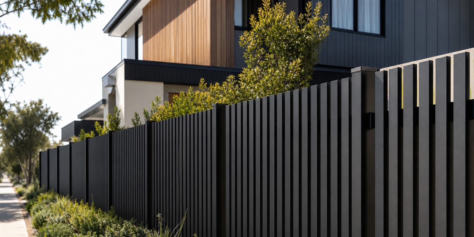 Completed modern fence at a residential property — the result of a tidy job workflow